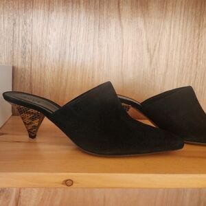 NEOUS black/animal print Cina suede kitten heels Size 40